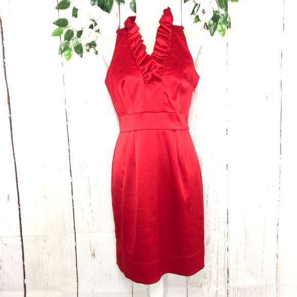 JUST TAYLOR SLEEVELESS SATIN RED DRESS SIZ… - Picture 1 of 8